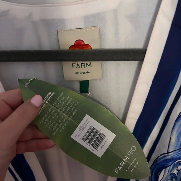 FARM Rio Blue and White Long Sleeve Dress - Picture 3 of 4